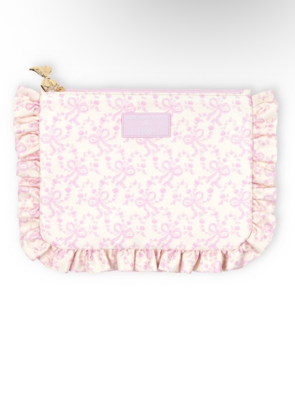 LoveShackFancy Pink Bow Print Pouch